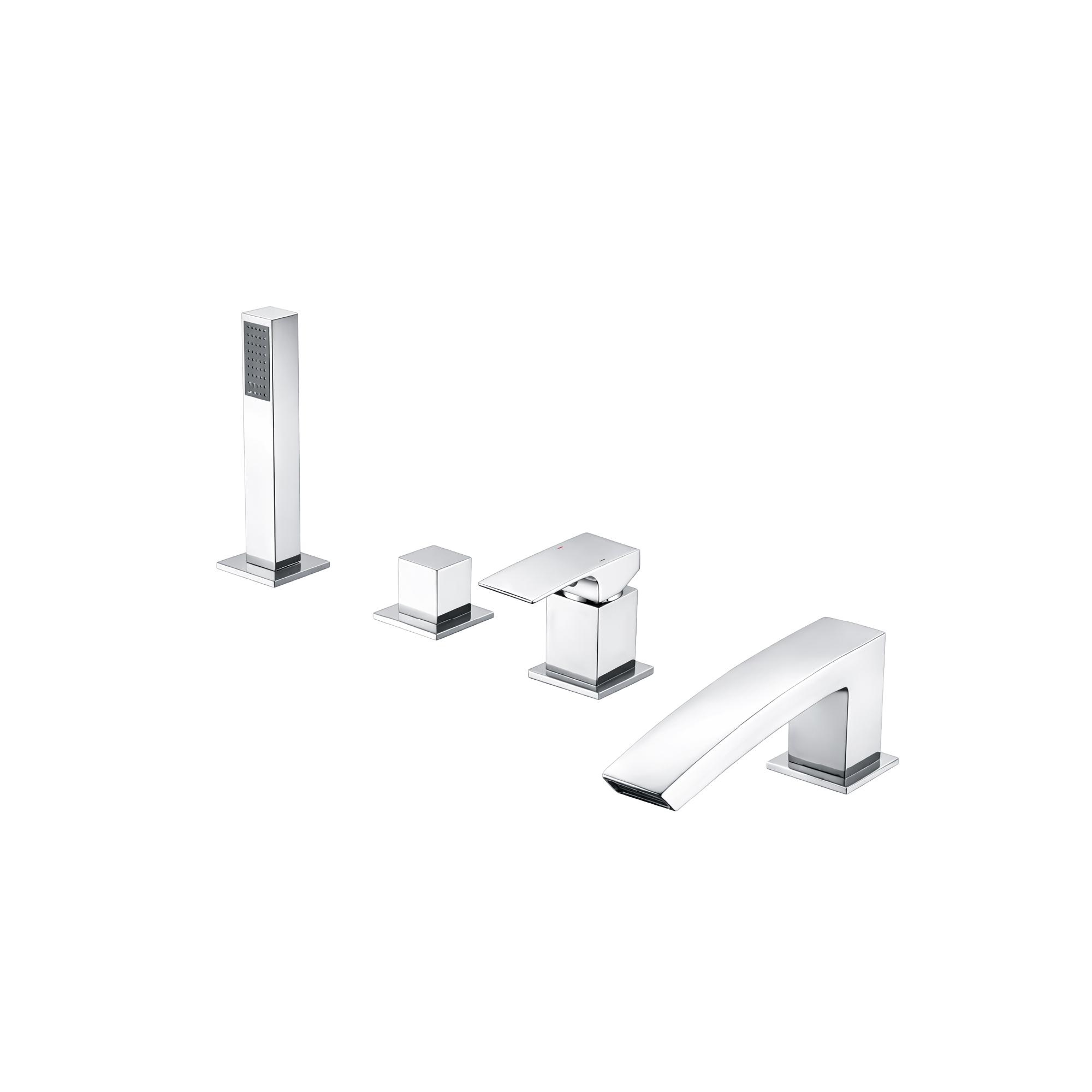 DueGi Edge Collection 4 Hole Rim Mounted Bath Mixers Set