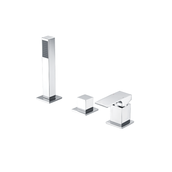DueGi Edge Collection 3 Hole Rim Mounted Bath Mixers Set